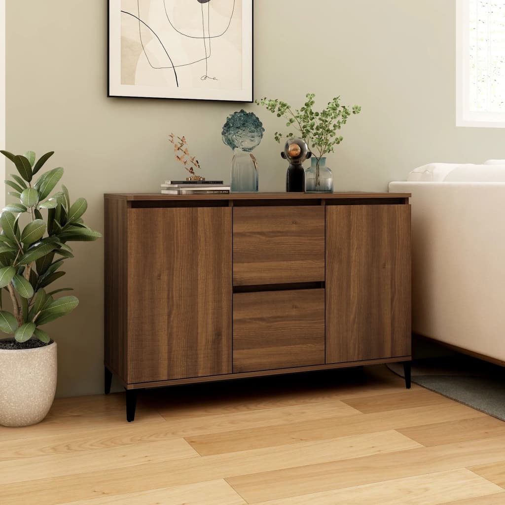 Sideboard Braun Eichen-Optik 102x35x70 cm Holzwerkstoff